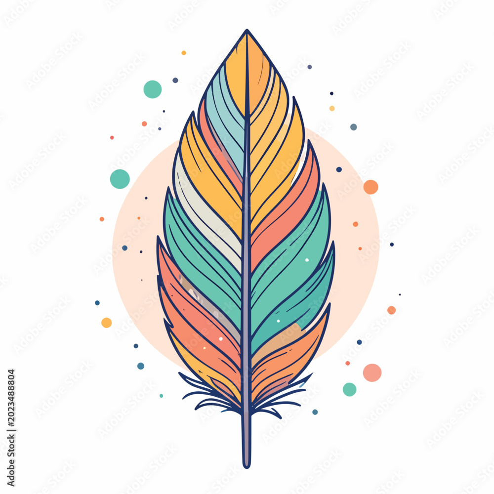 Fototapeta premium Colorful illustration of a single feather 2.
