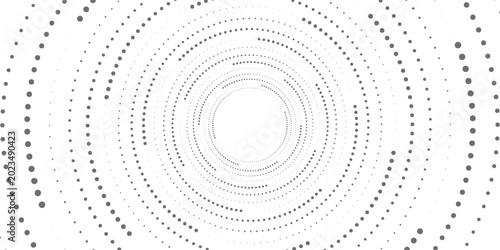 Foto Radial halftone pattern of dots expanding from the center, creating a spotlight effect on a white background
