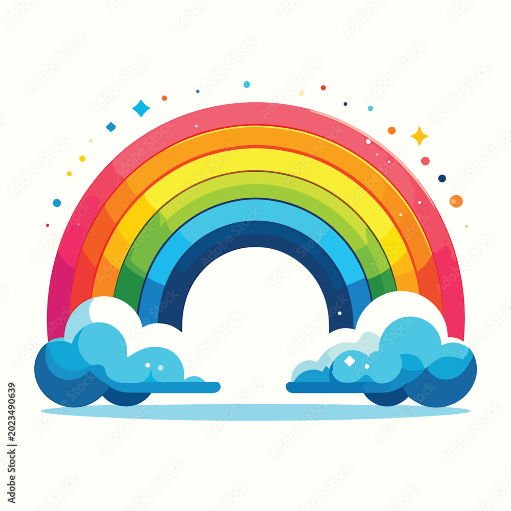 Fototapeta premium Colorful Rainbow with Cloudy Base Illustration.