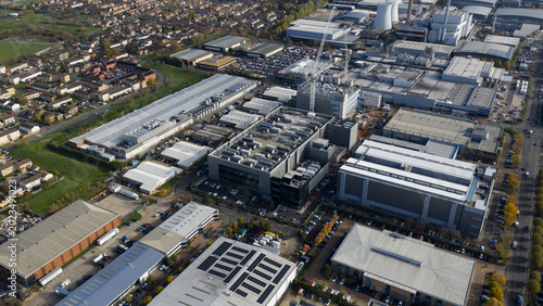 Tablou pe pânză Aerial view slough trading estate showing industrial park and data centers