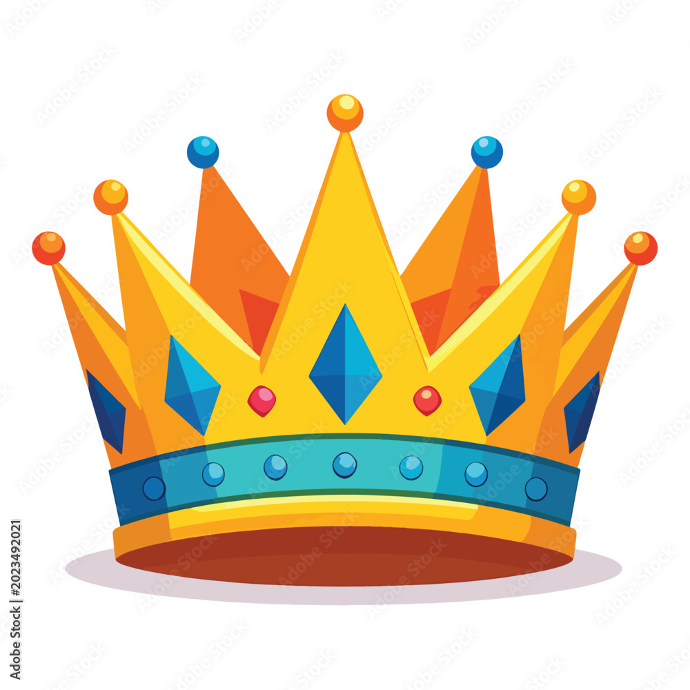 Obraz premium Colorful Crown With Blue Jewels.