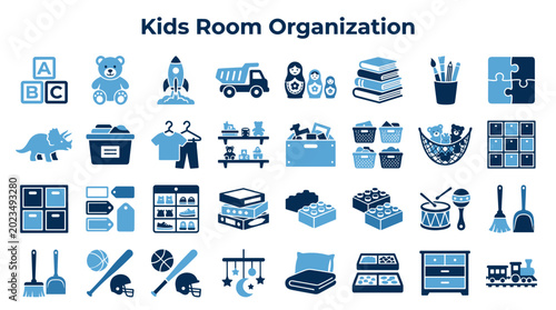 Fotografi Kids Room Organization Solutions Icons and Graphics for Childrens Playroom Stora