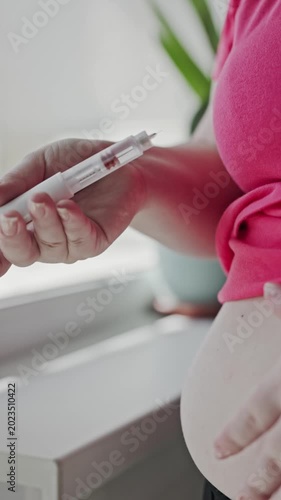 Woman with obesity making insulin shot into a belly