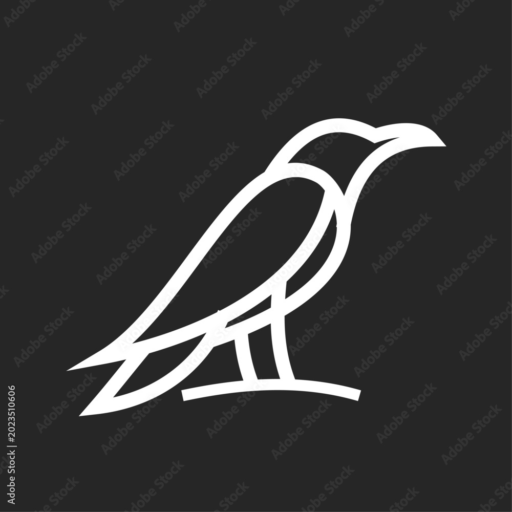 Fototapeta premium Minimalist Line Art Bird Logo Design on Dark Background