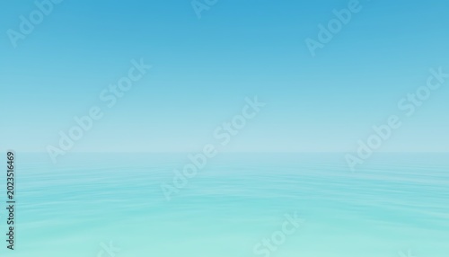 Bright Clear Ocean Horizon Under Blue Sky
