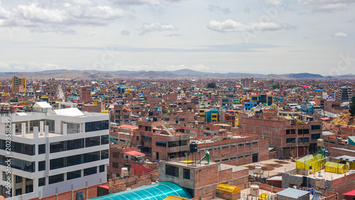 Vászonkép Juliaca, Peru - 30 Nov, 2025: Rooftops of the sprawling city of Juliaca, on the