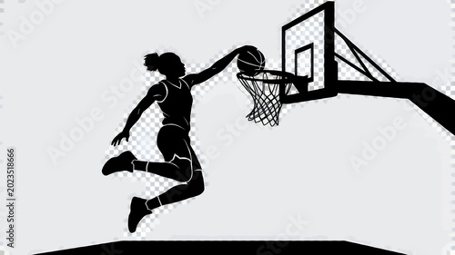 Photos Silhouette of basketball player dunking ball
