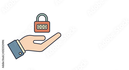 Tableau sur toile Hand holding a security lock symbol.