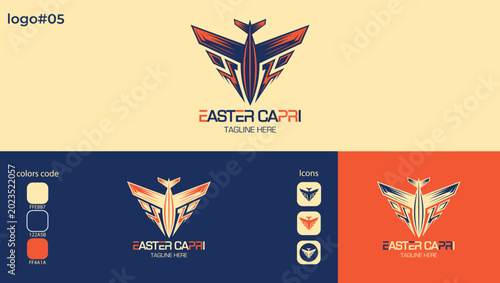 Bild auf Leinwand Geometric abstract airplane jet with wings mascot for sports and gaming