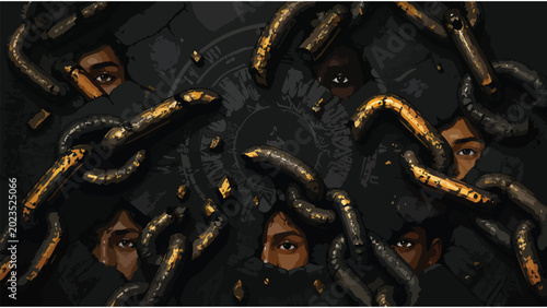 Tableau sur toile Dark Prison Break Concept - Escaping Captivity, Freedom Struggle, Hope Symbolism