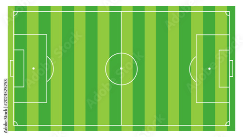Foto Soccer field with penalty arcs and center circle