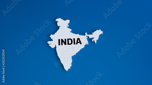 three dimensional india map with country name isolated on blue background for geography political location concept illustration clean minimal design