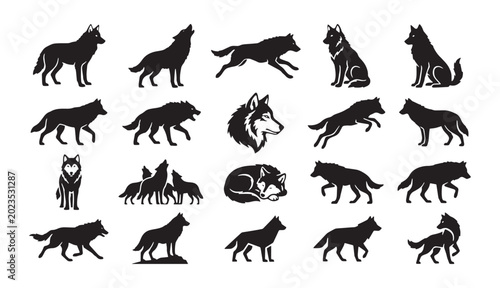 Fotografia Wolf Silhouette Collection Vector