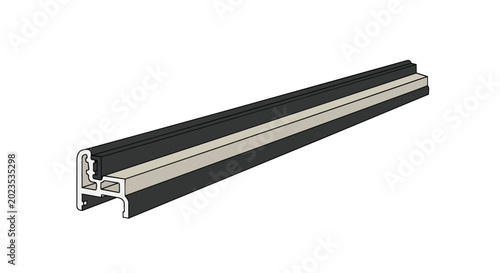 Industrial Aluminum Profile Cross Section Illustration for Windows and Doors Framing Systems