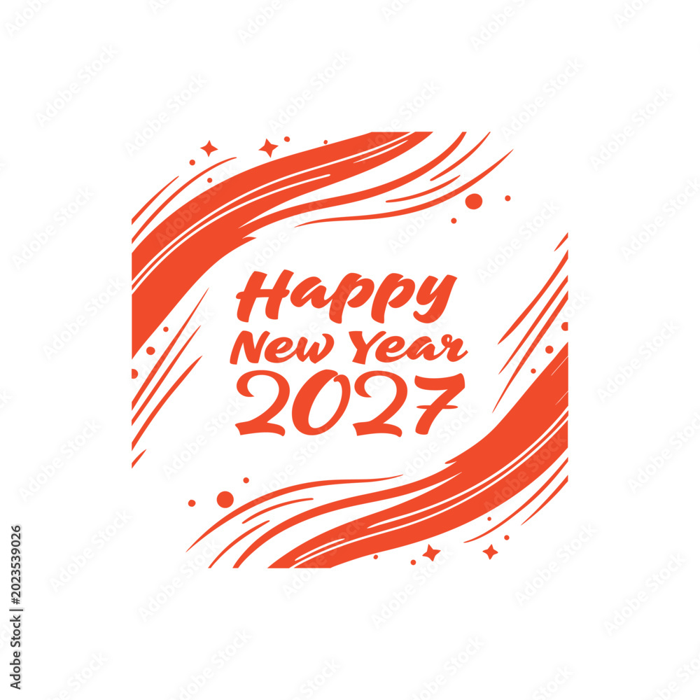 Obraz premium Happy New Year 2027 Brush Stroke Background Design Set