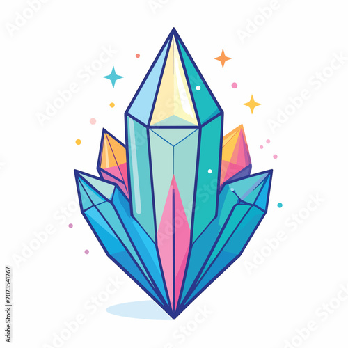 Tableau sur toile Vibrant Crystal Gemstone Mineral Illustration.
