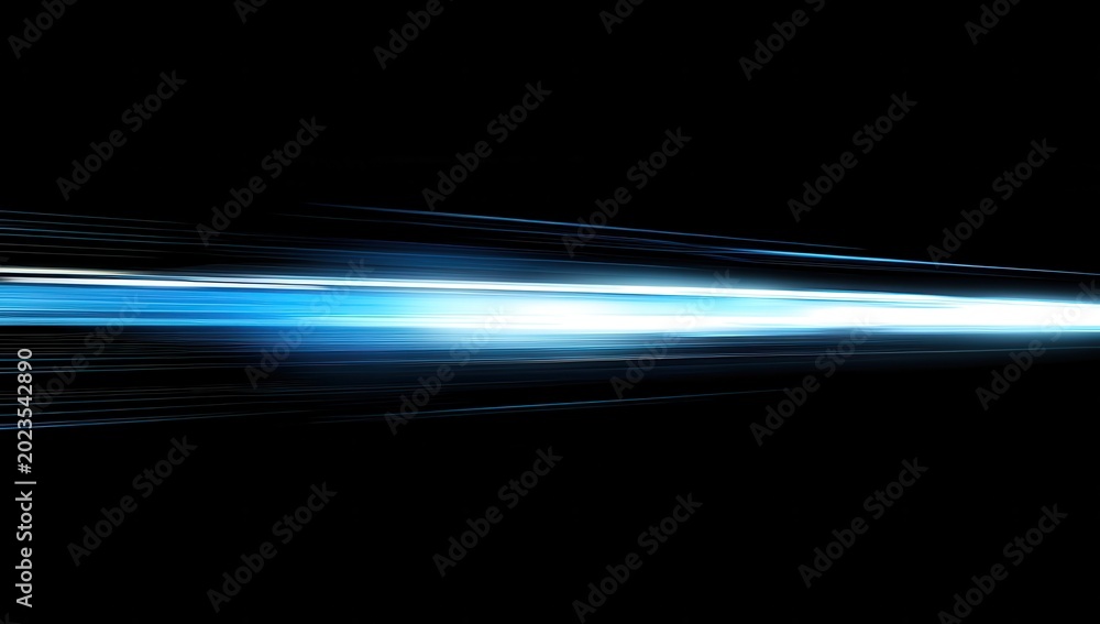 Fototapeta premium Abstract Blue Light Speed Streak in Digital Tunnel Effect
