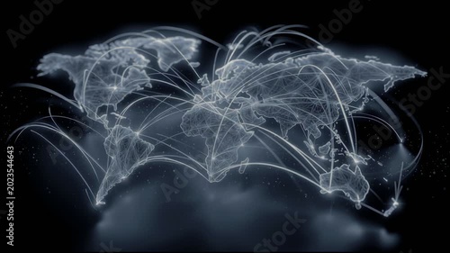 Global network world map glowing connection digital communication abstract background futuristic technology data flow around earth internet infrastructure concept cyber space global technology