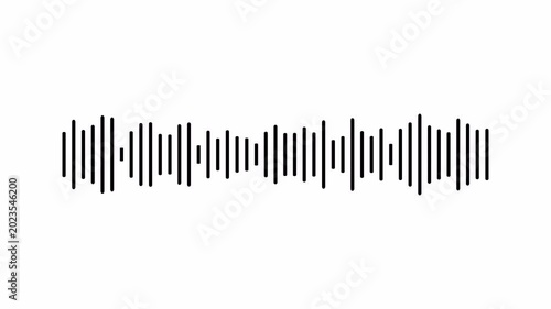 Audio wave spectrum animation, white sound wave visualizer, alpha channel, voice record frequency motion, minimalist audio equalizer, White background video 4k