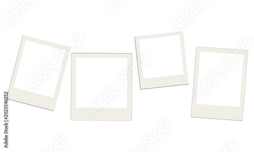 Obraz na plátně Set of four blank photo frames polaroid style isolated on transparent background mockup
