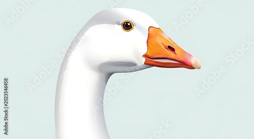 White goose head closeup profile view.