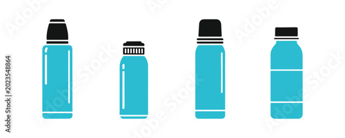 фотографія Vacuum flask clipart collection in minimal style.