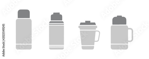 Quadro em tela Insulated flask vector icons with clean flat design.