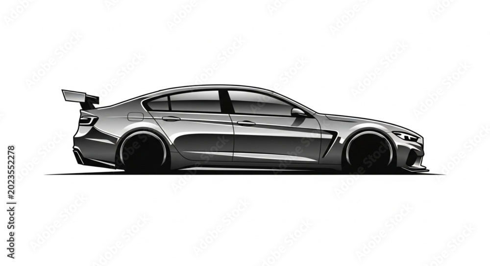 Obraz premium Sleek Modern Sports Sedan with Aggressive Aerodynamics.