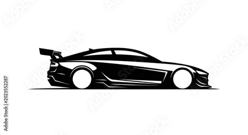 Quadro su tela Sleek Sports Car Silhouette with Spoiler and Custom Wheels.