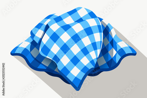 Blue and white checkered tablecloth draped elegantly with a modern design