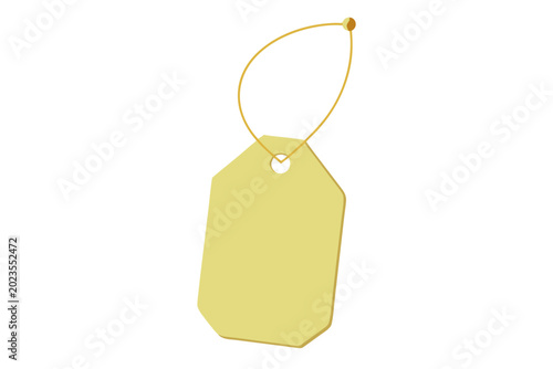 Yellow tag with a string attached to it for labeling purposes easily