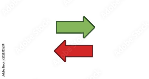 Tableau sur toile Financial transaction arrows with inflow and outflow labels on transparent backg