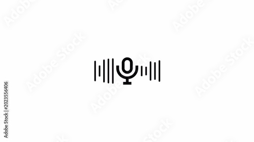 Audio wave spectrum animation, white sound wave visualizer, alpha channel, voice record frequency motion, minimalist audio equalizer, White background video 4k