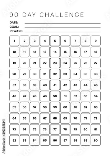 Modern 90 Day Challenge Tracker Template A4 Minimalist Habit Builder for Business Performance and Personal Growth