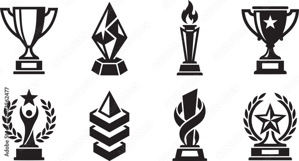 Fototapeta premium Award and trophy cup icons set Collection of winner prizes