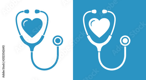 Stethoscope with heart icon healthcare medicine wellness clinic stethoscope symbol collection