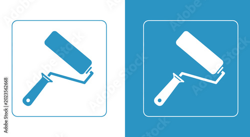 Paint roller icon renovation home improvement painting wall decor tool symbol collection