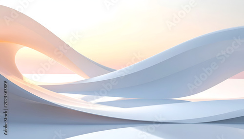 Abstract Serene Landscape with Gentle Waves of Light and Shadow.
