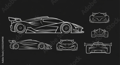 Tablou pe pânză Detailed Outline Drawing of a Modern Sports Car.