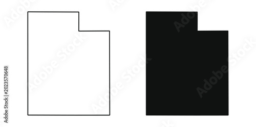 Utah Map Outline And Black Silhouette Vector Design