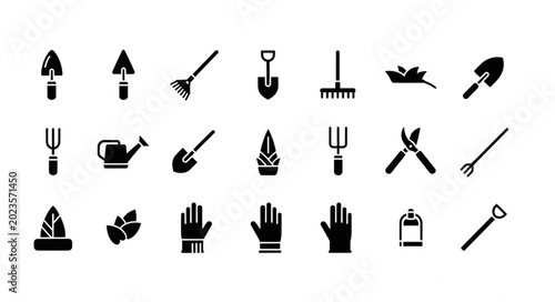 Canvastavla Collection of Garden Tools and Supplies Icons.