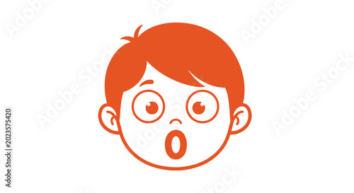 Fotografie Cartoon boy with surprised expression face.