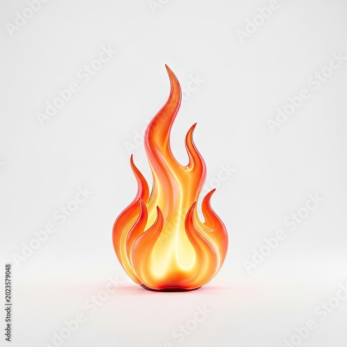 Vibrant Cartoon Fire Flame Illustration on a Clean White Background.