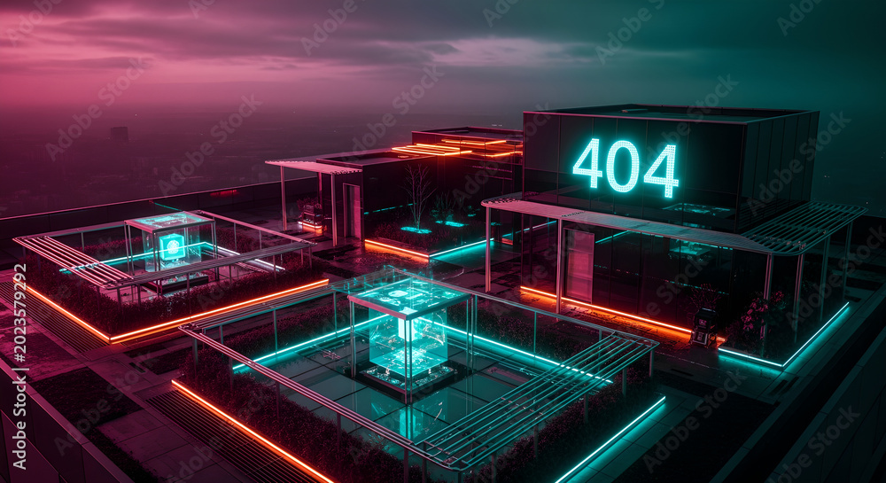 Obraz premium Futuristic Cityscape with 404 Building