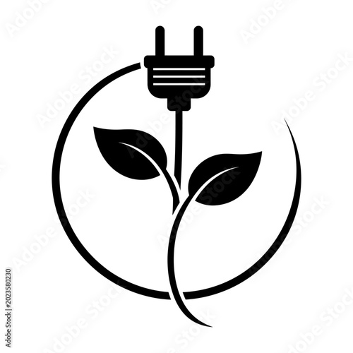 Eco friendly power plug with green leaf sprouting vector