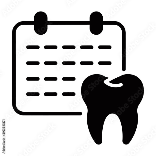 Dental checkup appointment reminder with tooth and calendar flat design vector