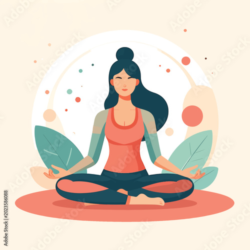 Photos Woman in yoga meditation pose sitting.