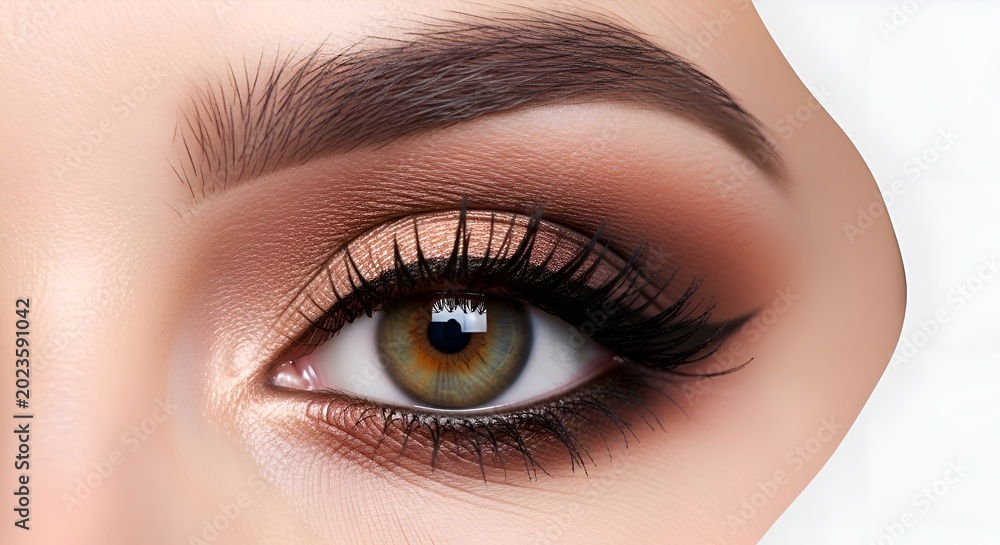 Naklejka premium Glamorous Eye Makeup, Detailed Close-up with Perfect Eyelashes