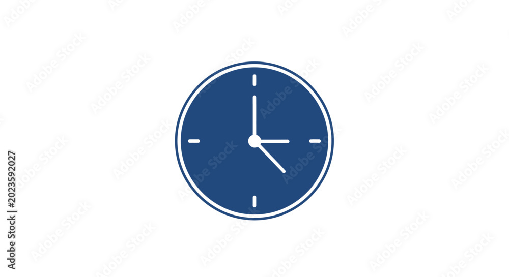 Foto A blue analog wall clock face.
