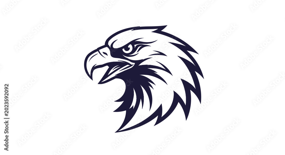 Foto Bald Eagle Head Illustration Closeup Profile.
